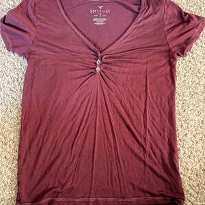 American Eagle Outfitters Soft & Sexy Burgundy Tee
